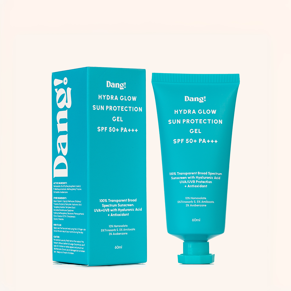 Dang! Ageless Hydra Glow Sun Protection Gel 60ml: Best for All Skin Types | Sunscreen Hyaluronic Acid | Intense Hydrating Sunscreen |  SPF 50+ PA+++ | 100% Invincible Sun Gel